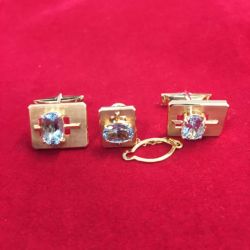 金 アクアマリン カフス タイピン 金 アクアマリン カフス タイピン